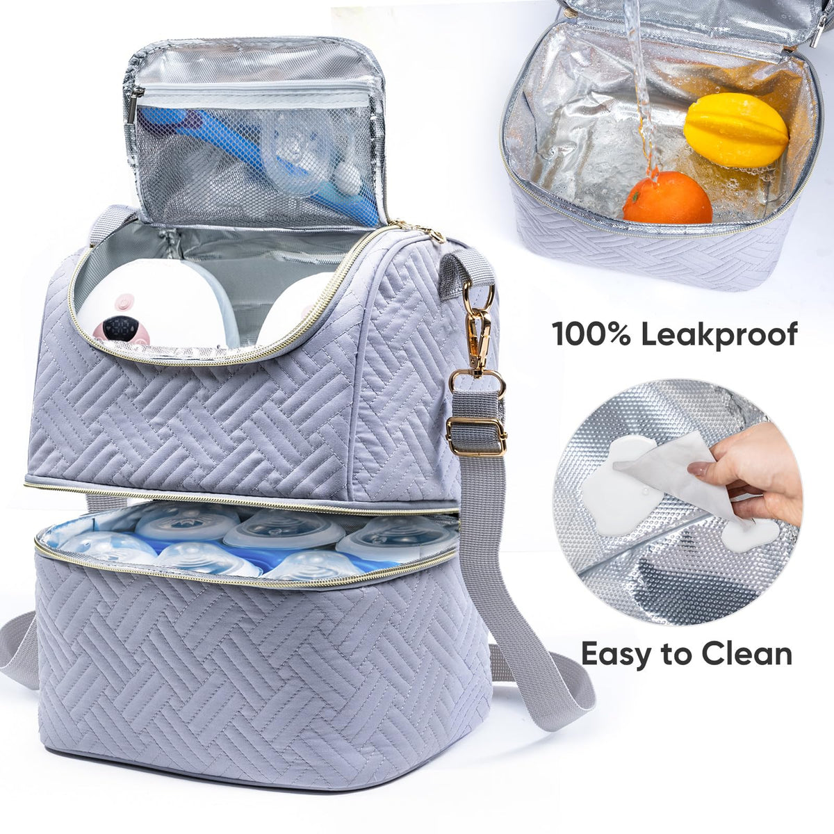 Mam Bolsa de almacenamiento de leche materna con bolsa de hielo, enfriador para 6 botellas de hasta 9 onzas