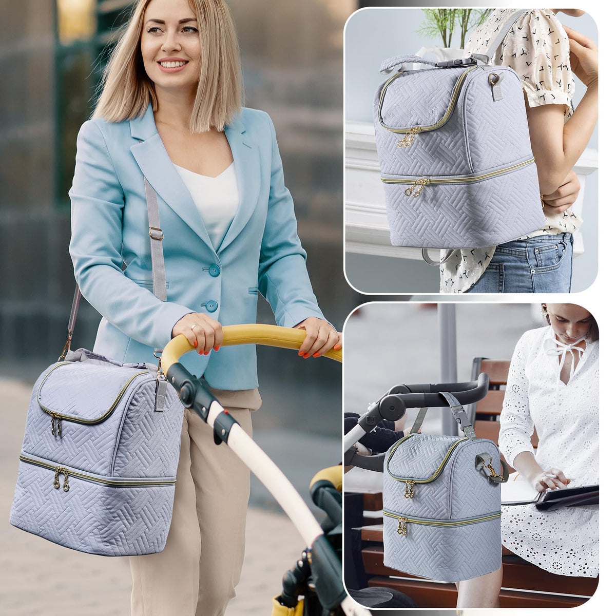 Mam Bolsa de almacenamiento de leche materna con bolsa de hielo, enfriador para 6 botellas de hasta 9 onzas