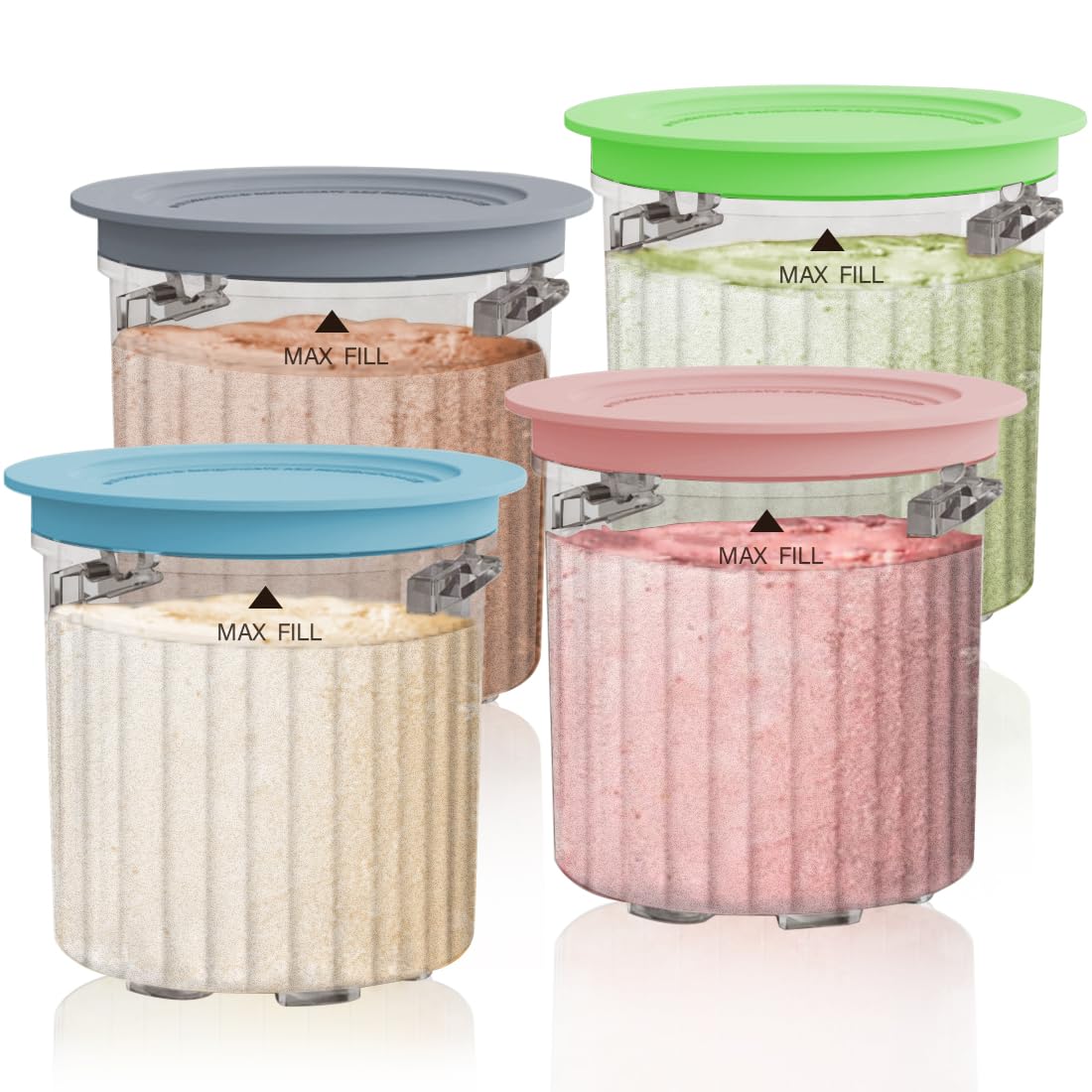 NANOBABY Recipientes de pinta y tapas de repuesto compatibles con máquinas de helado Ninja Creami Breeze