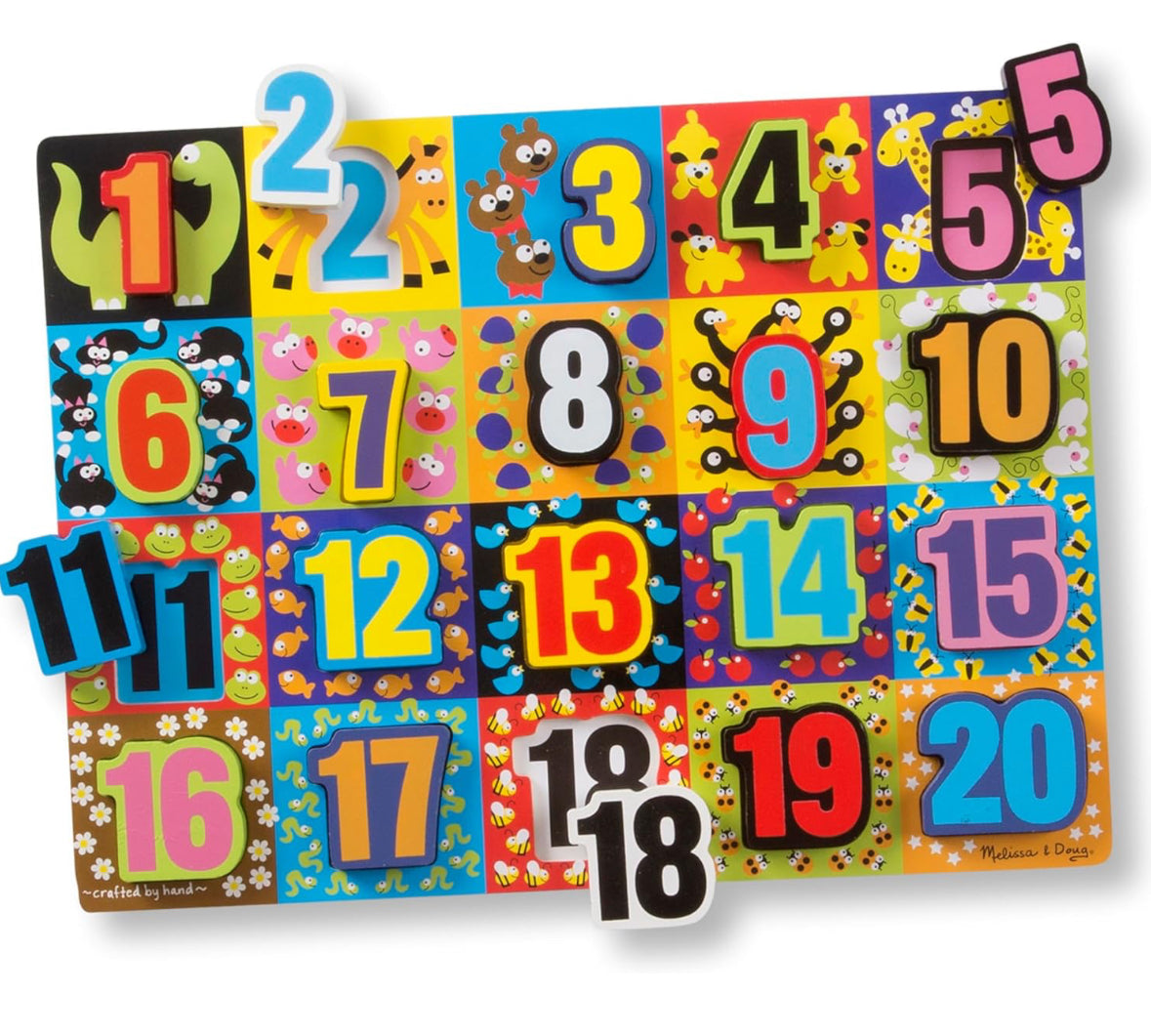 Melissa & Doug Rompecabezas grueso de madera Jumbo Numbers (20 piezas)