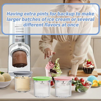 NANOBABY Recipientes de pinta y tapas de repuesto compatibles con máquinas de helado Ninja Creami Breeze