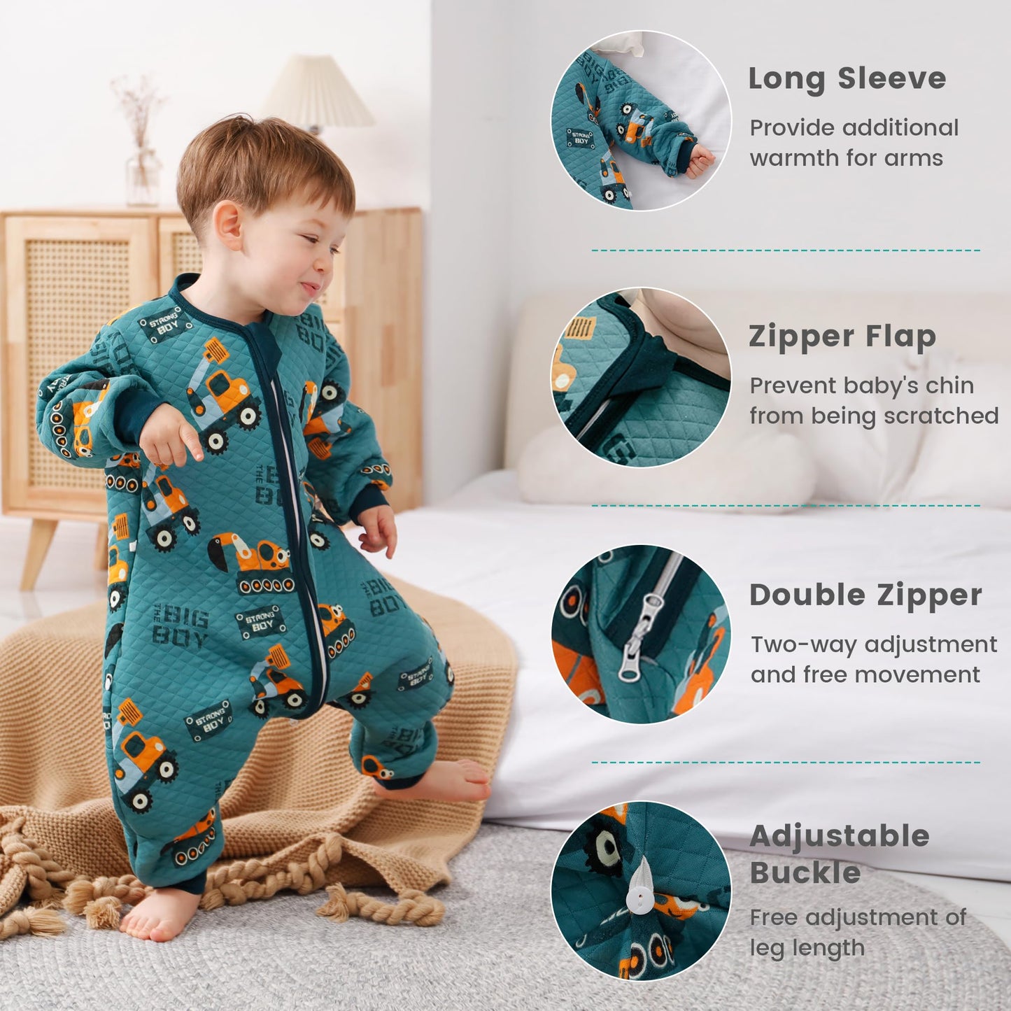 Saco de dormir de rayón hecho de viscosa de bambú 1.0 tog, 18-36 meses