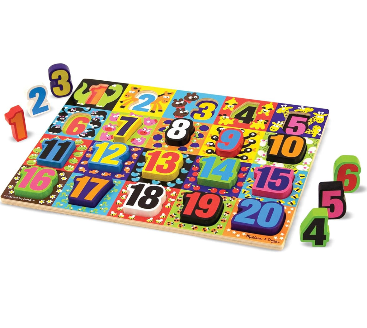 Melissa & Doug Rompecabezas grueso de madera Jumbo Numbers (20 piezas)