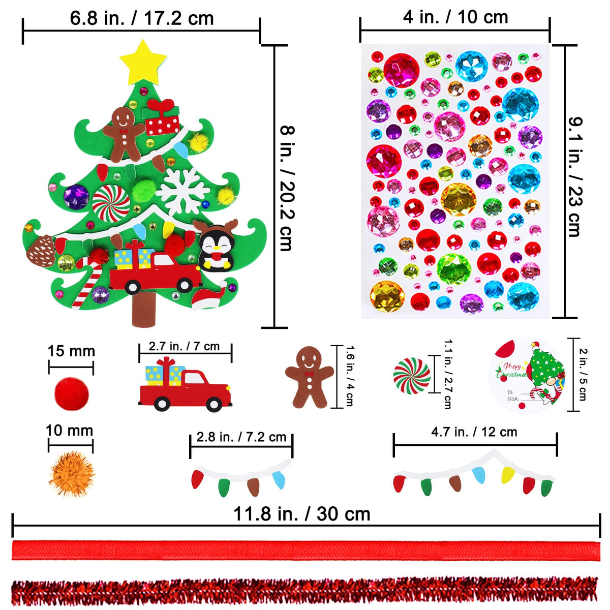 Winlyn 24 juegos de adornos de árbol de Navidad