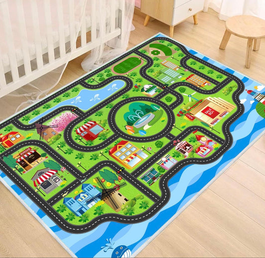 Alfombra de juego para niños con carreteras