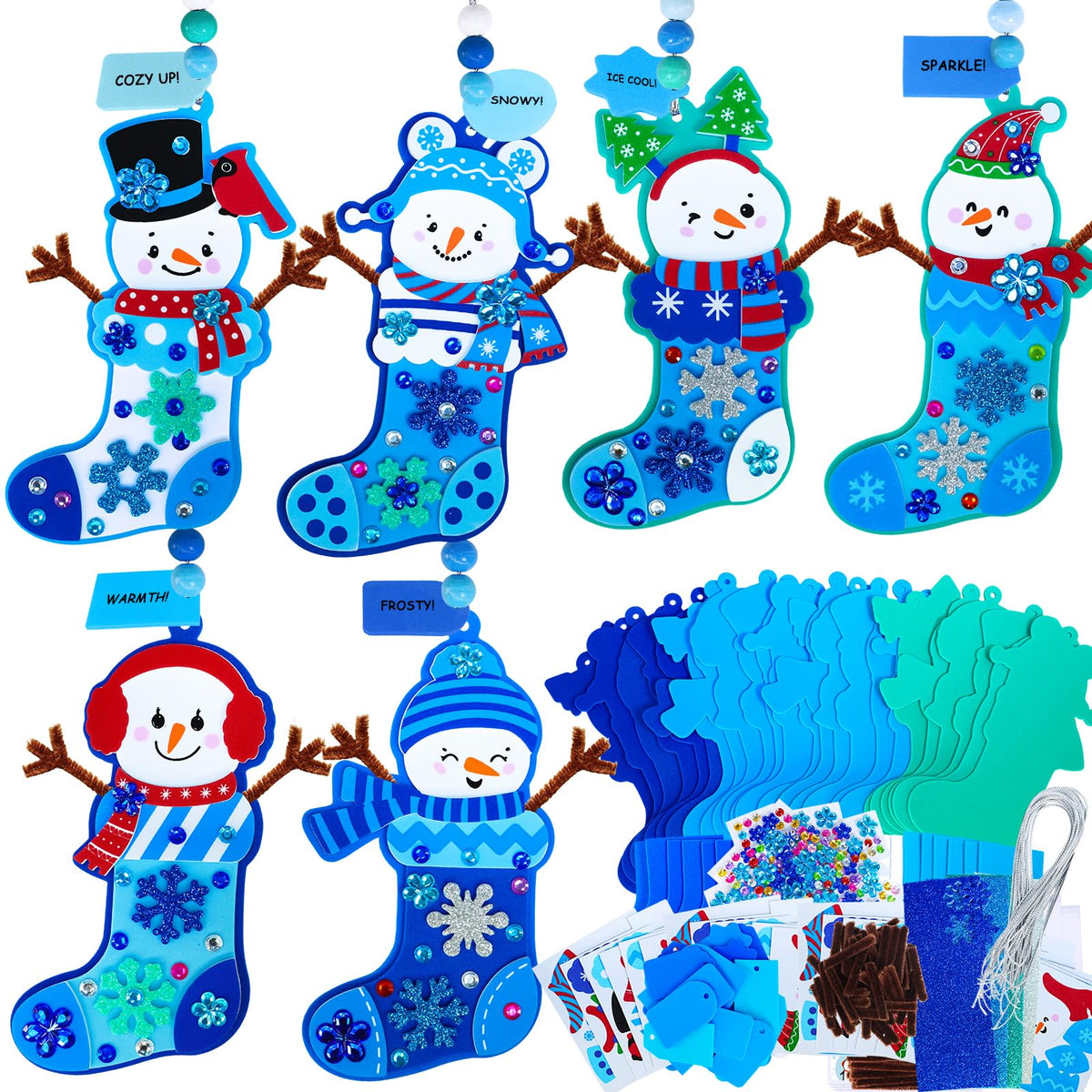 Winlyn 24 juegos de decoraciones de invierno DIY muñeco de nieve