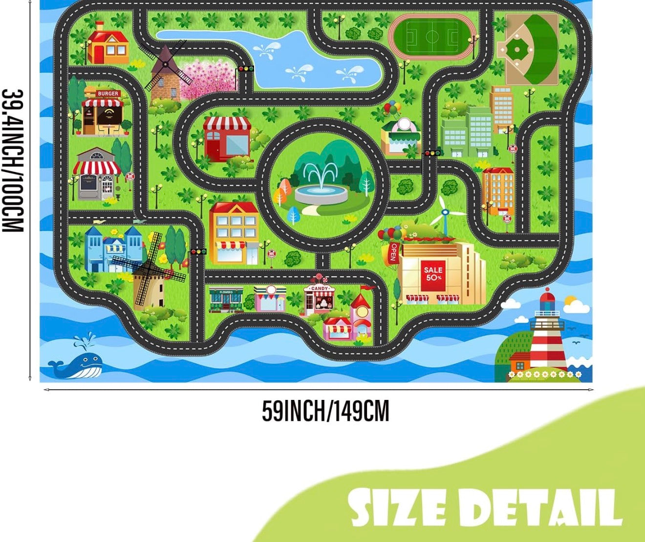 Alfombra de juego para niños con carreteras