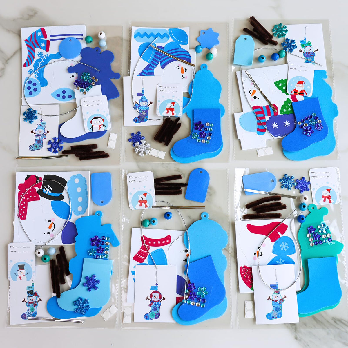 Winlyn 24 juegos de decoraciones de invierno DIY muñeco de nieve