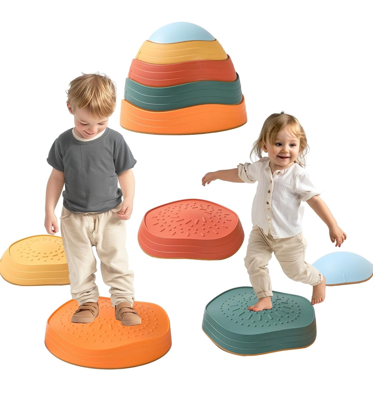 Loomlark piedras de equilibrio para niños, 5 piedras de río antideslizantes