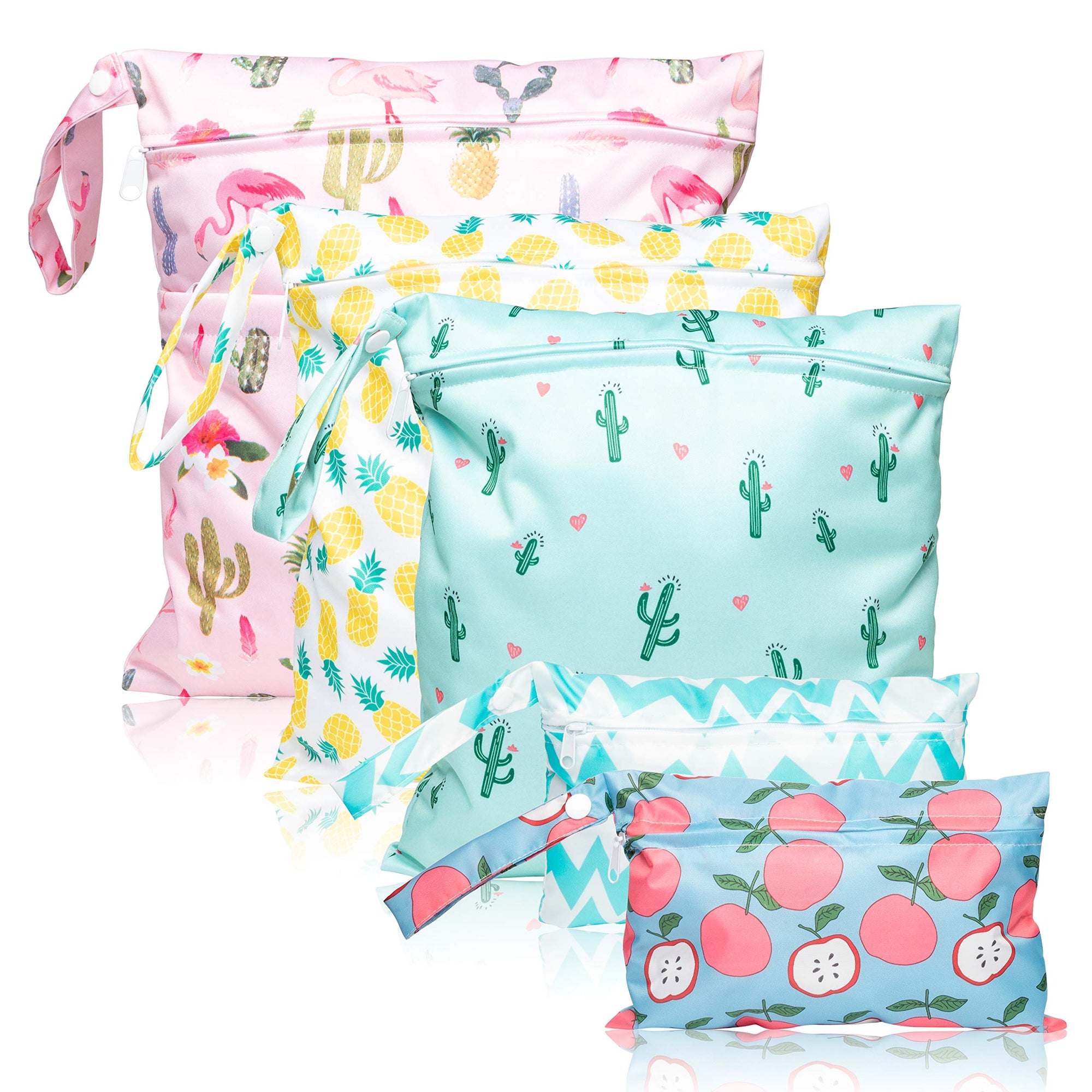5 bolsas impermeables reutilizables para pañales de tela para bebé, bolsas de verano húmedos y secos