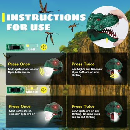 Linterna frontal para niños, recargable de dinosaurio T-Rex