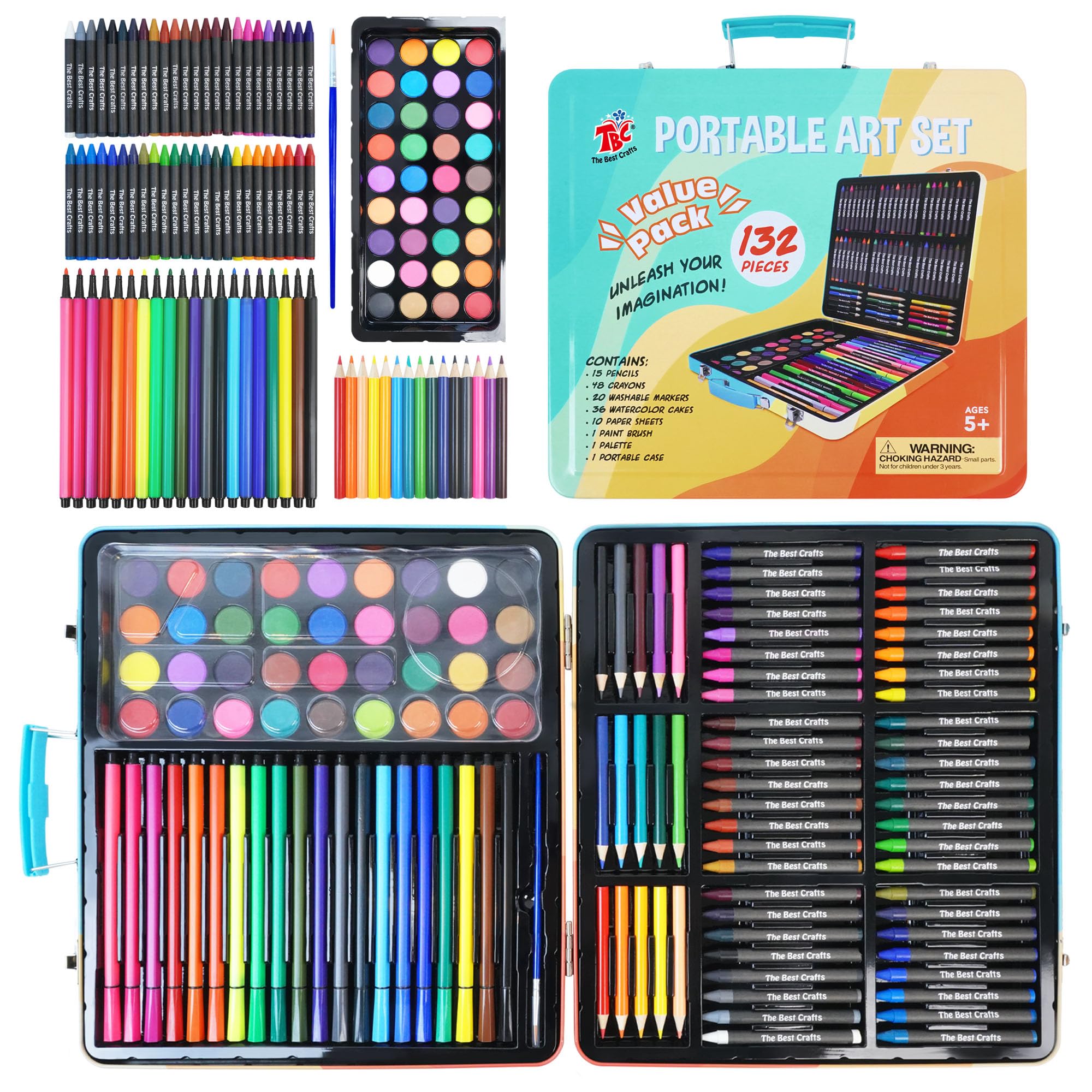TBC The Best Crafts Kit de pintura (juego de 132 piezas, caja de hierro)