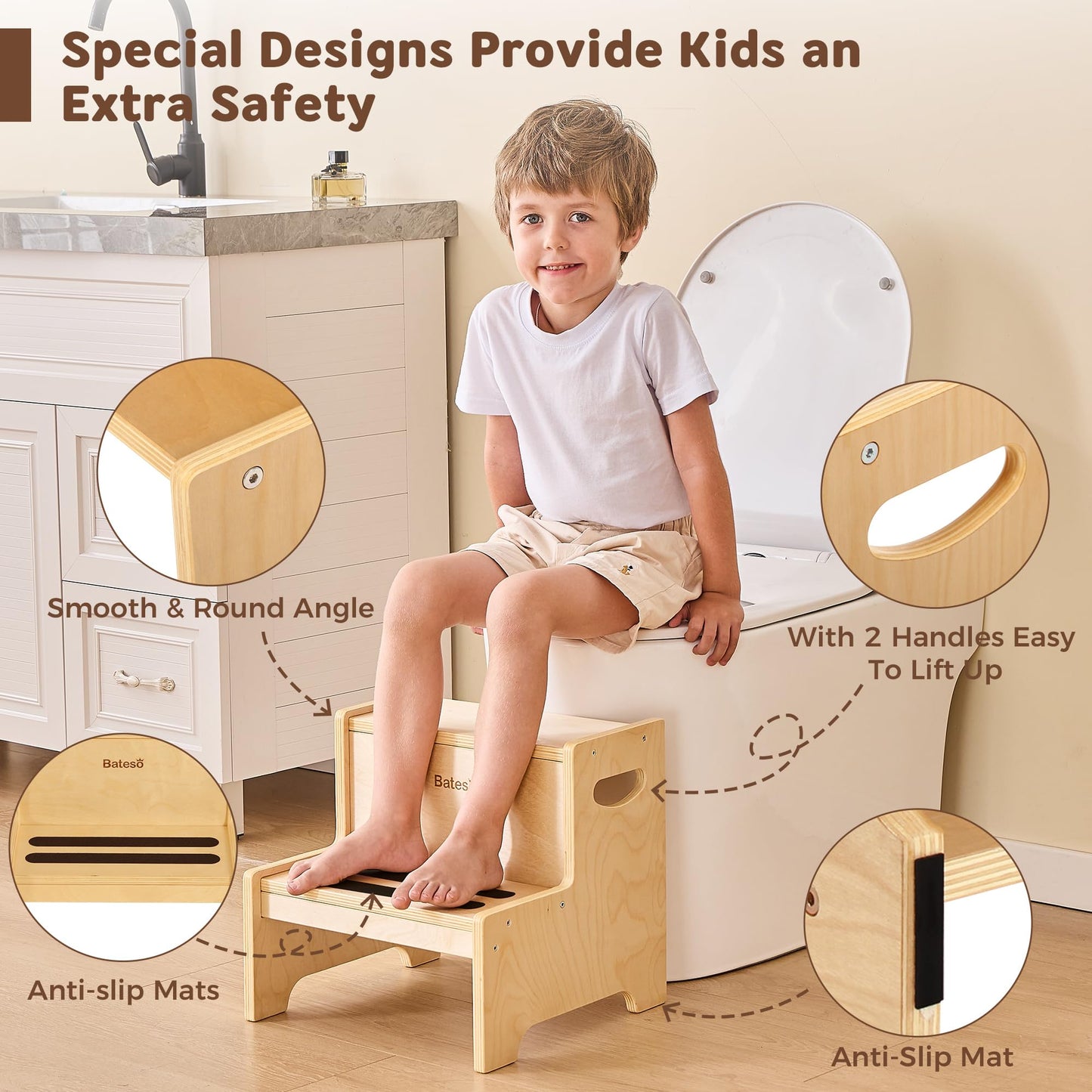 Bateso Taburete de madera para niños