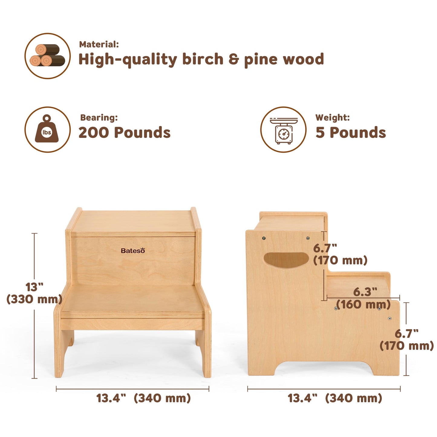 Bateso Taburete de madera para niños