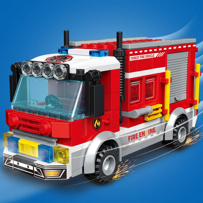 MindBox City Fire Rescue - Juego de construcción con estación de bomberos, camión y helicóptero, 772 piezas