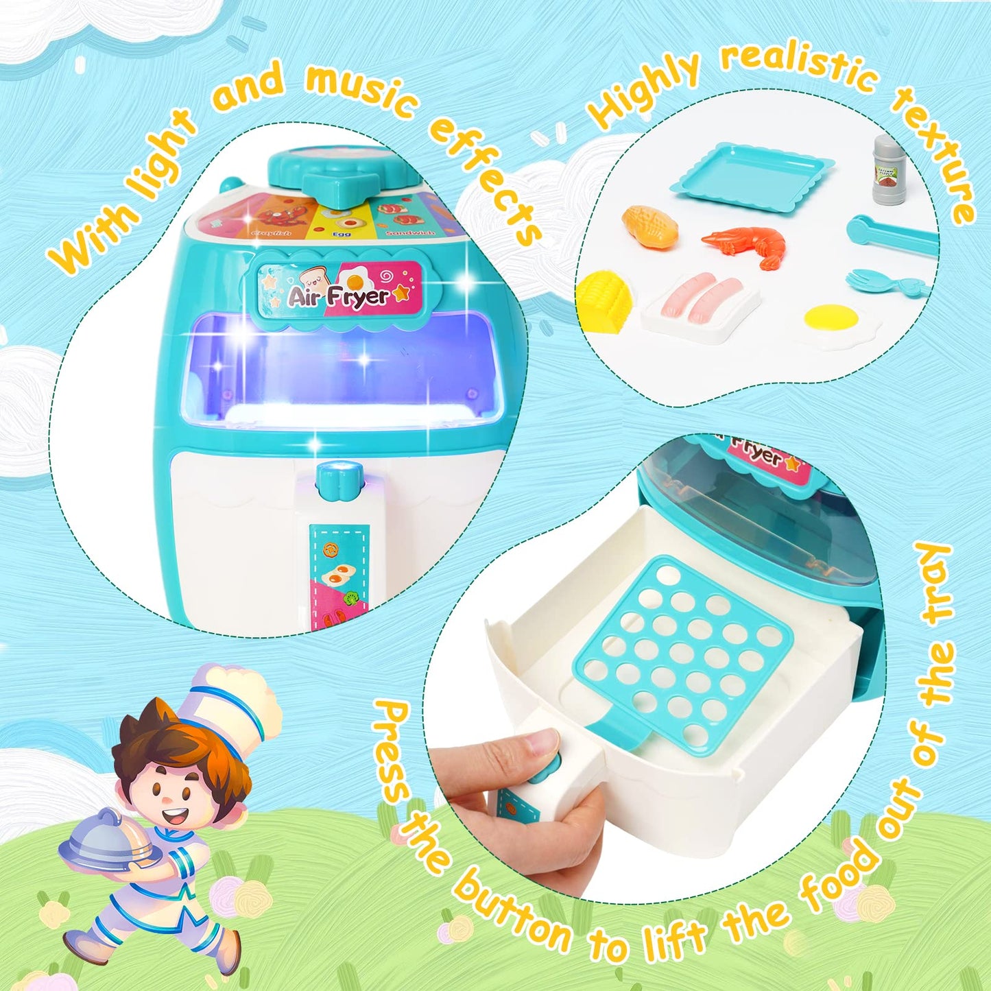 Juguete de freidora de aire de simulación, electrodomésticos de cocina