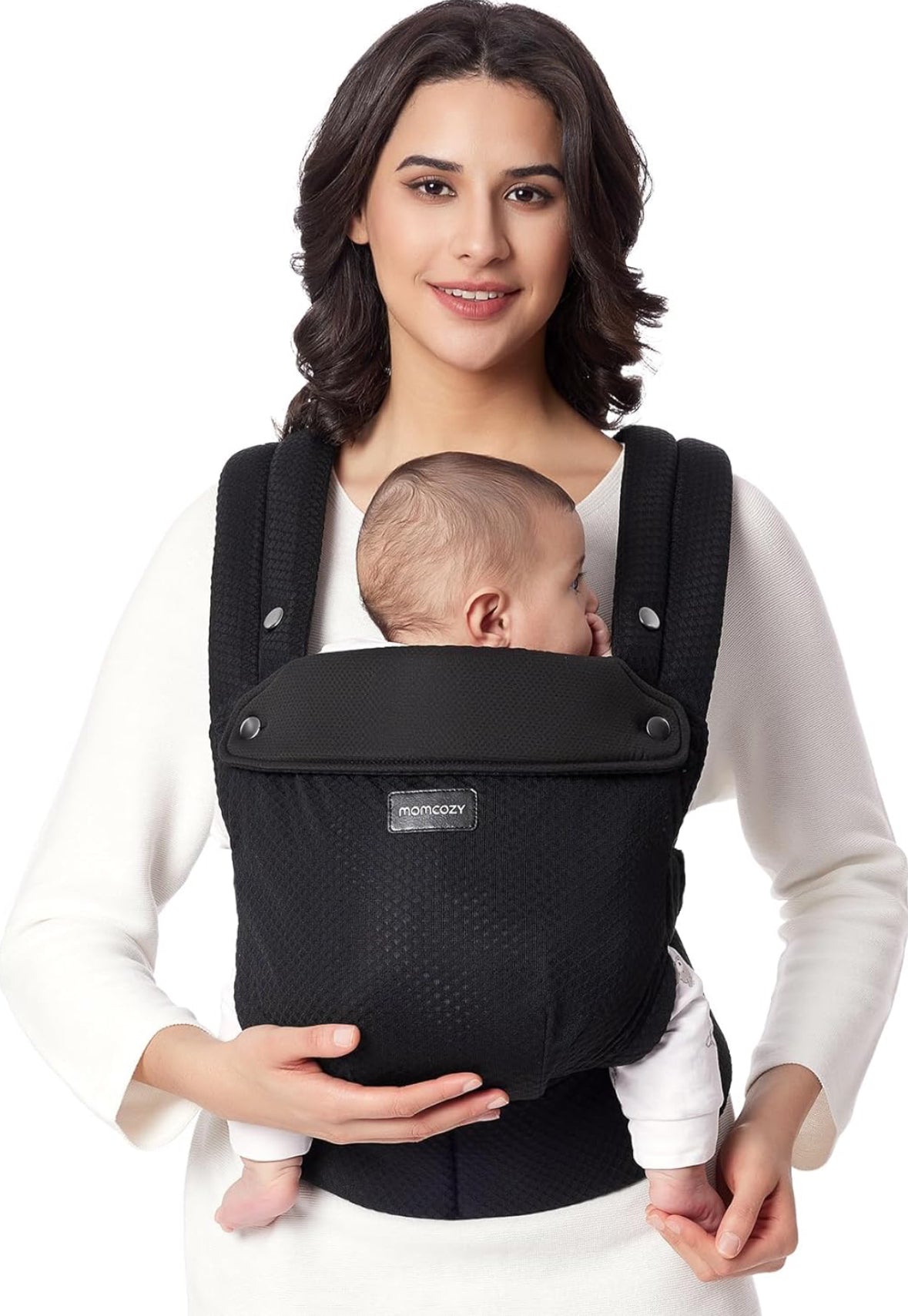 Momcozy Portabebés de malla transpirable, ergonómico y ligero para bebés de 7 a 44 libras con soporte lumbar