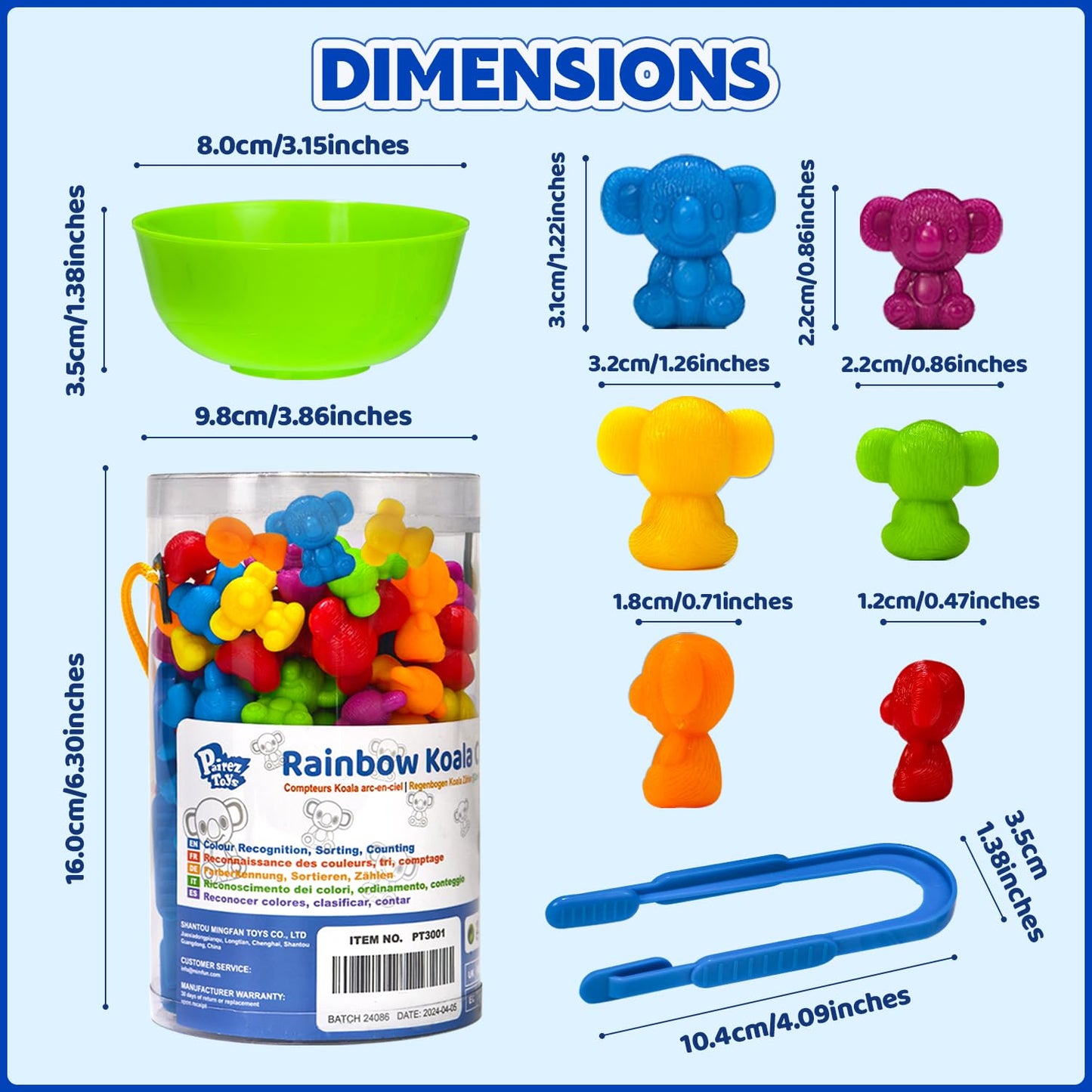 Pairez Toys - Juguete de contar para niños pequeños, 60 contadores de koala