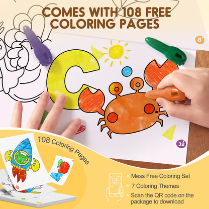 Crayones de cera sin manchas para niños pequeños, 24 colores