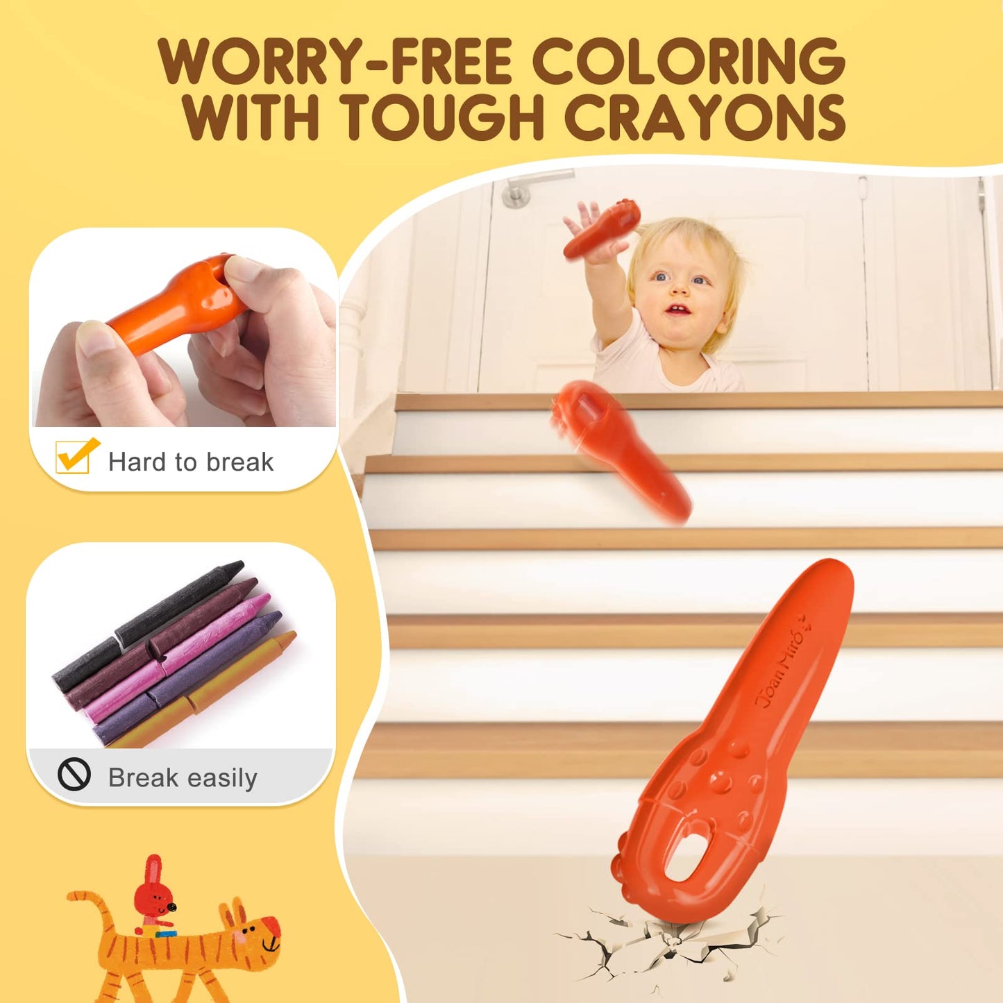 Crayones de cera sin manchas para niños pequeños, 24 colores