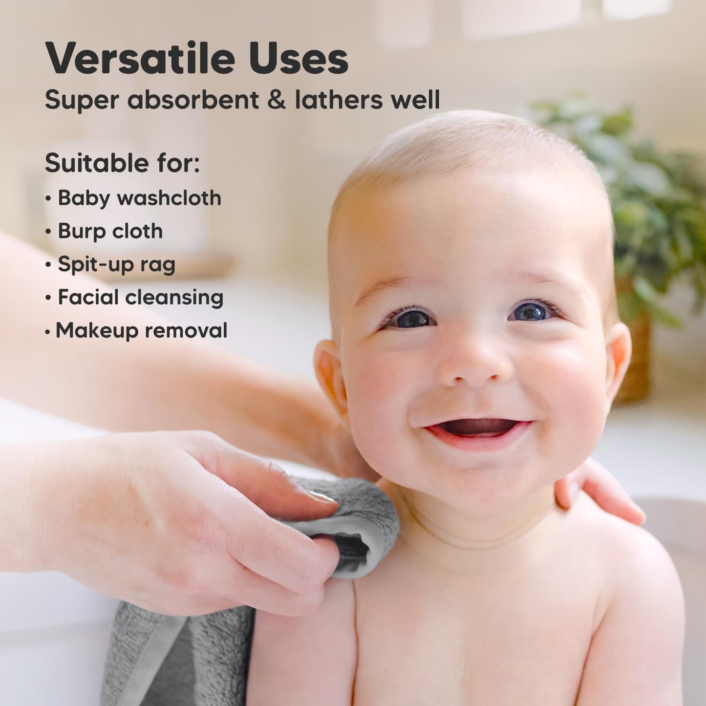 Paquete de 6 paños de viscosa suave y absorbente de bambú para cara, cuerpo