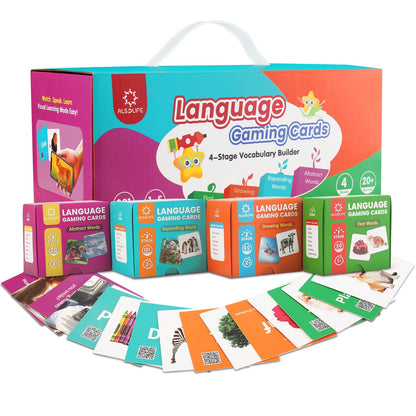 301 tarjetas flash sustantivos para niños pequeños, 4 niveles de construcción de vocabulario