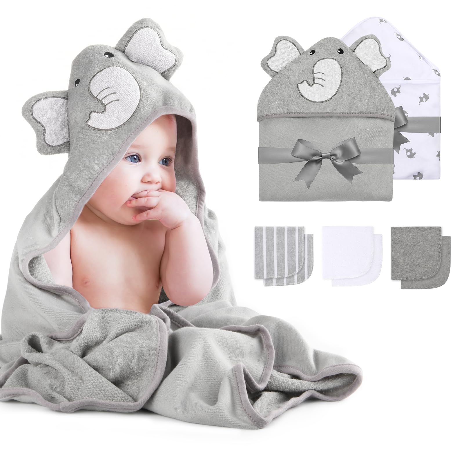 Momcozy Toalla con capucha para bebé, baño de 8 piezas