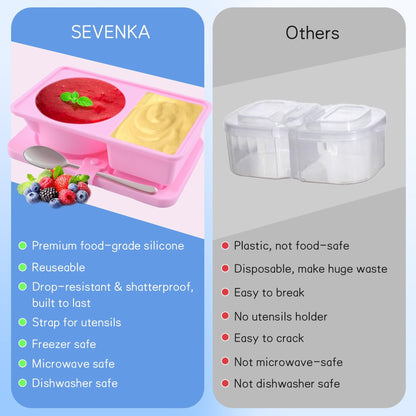 SEVENKA 3 recipientes de silicona reutilizables con tapas