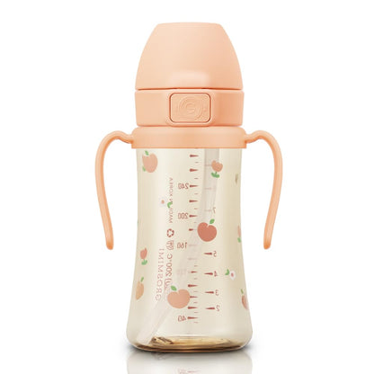 GROSMIMI - Taza con tapa abatible a prueba de derrames, PPSU, sin BPA, 10 oz, popote de etapa 2 para niños pequeños