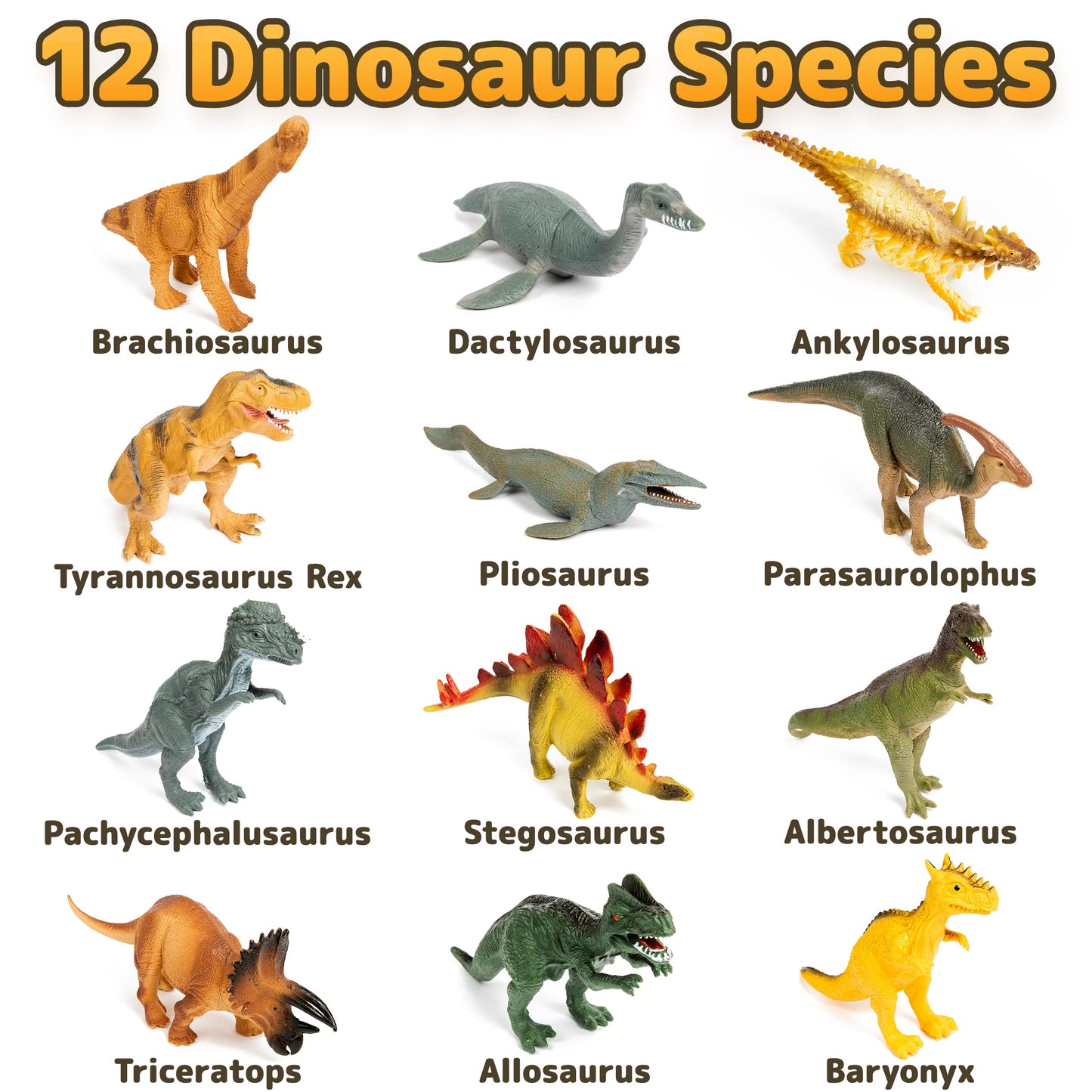12 Dinosaurios realistas de 25cm