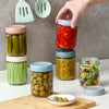 Paquete de 6 tarros de vidrio de 16 onzas con tapas herméticas