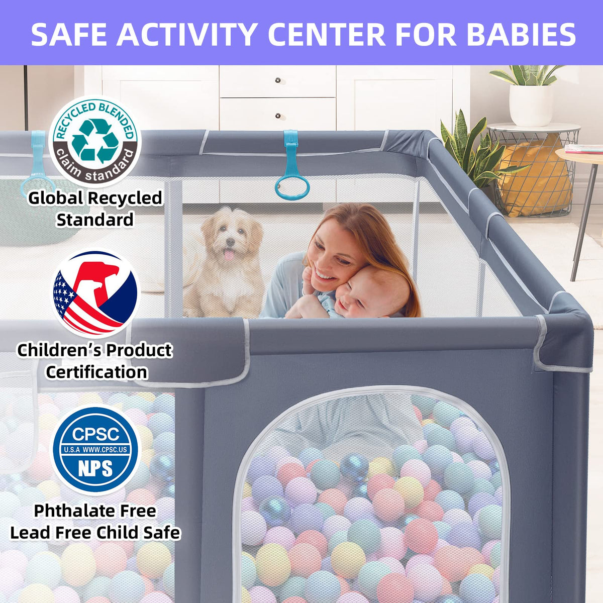 Suposeu Baby Playpen for Toddler, 50”×50” Mom to Mom