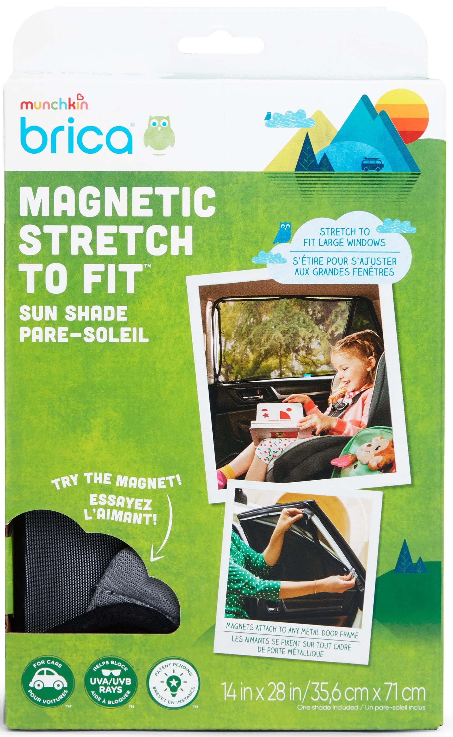 Car Window Sun Shade Munchkin Brica Magnetic Stretch To Fit Sun
