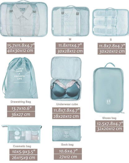 Juego de 8 cubos de equipaje organizadores