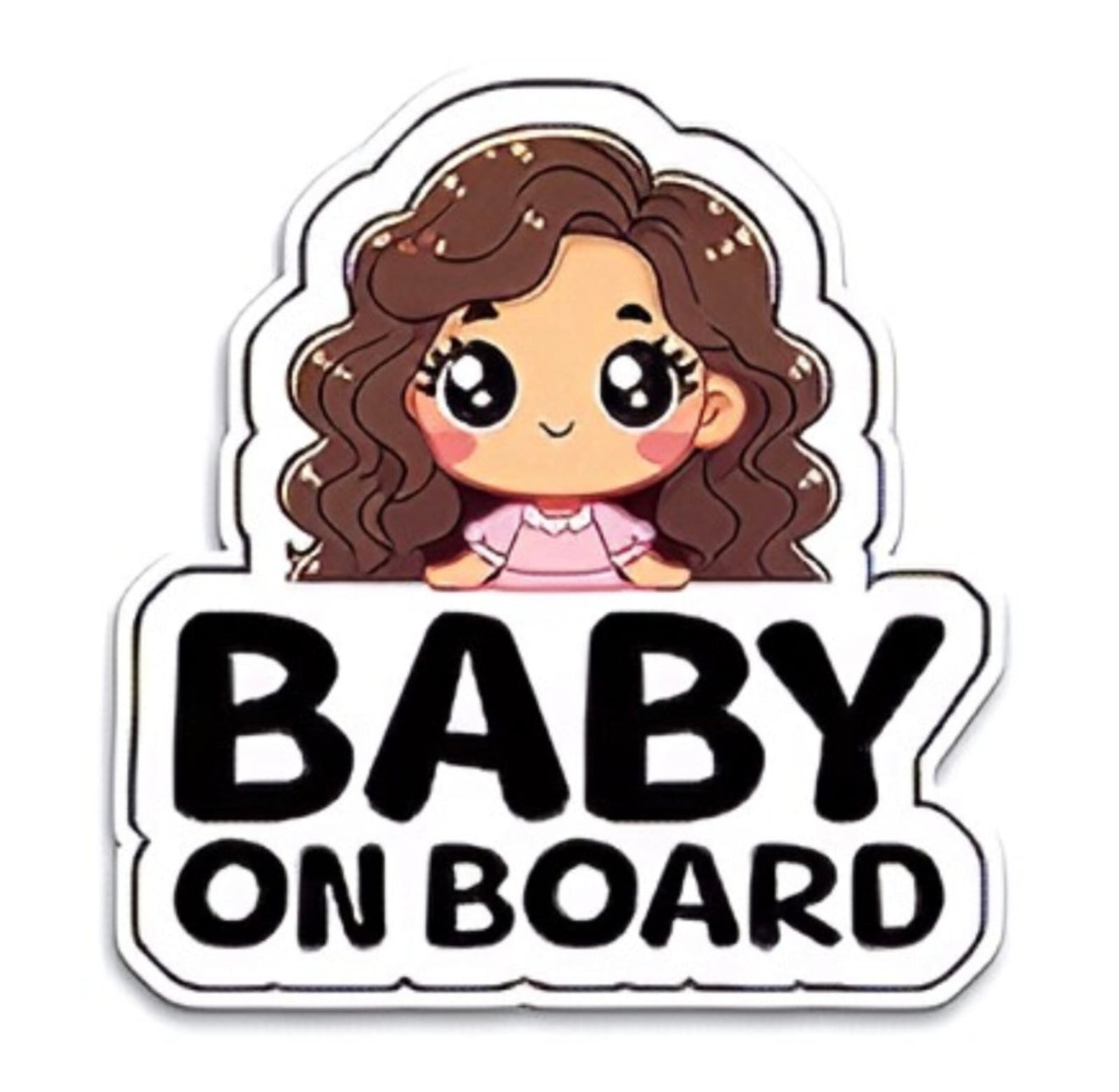 Pegatina para coche "Bebé a bordo", diseño cabello color café