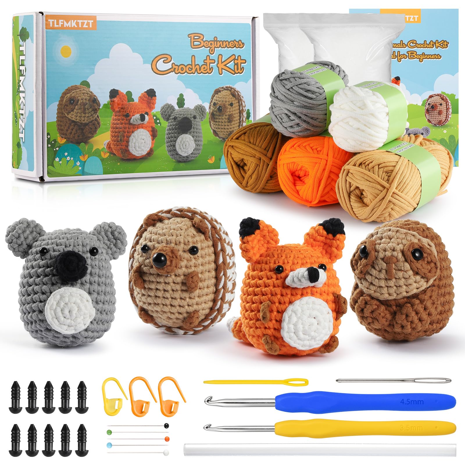 Kit de ganchillo para principiantes, kit de 4 piezas