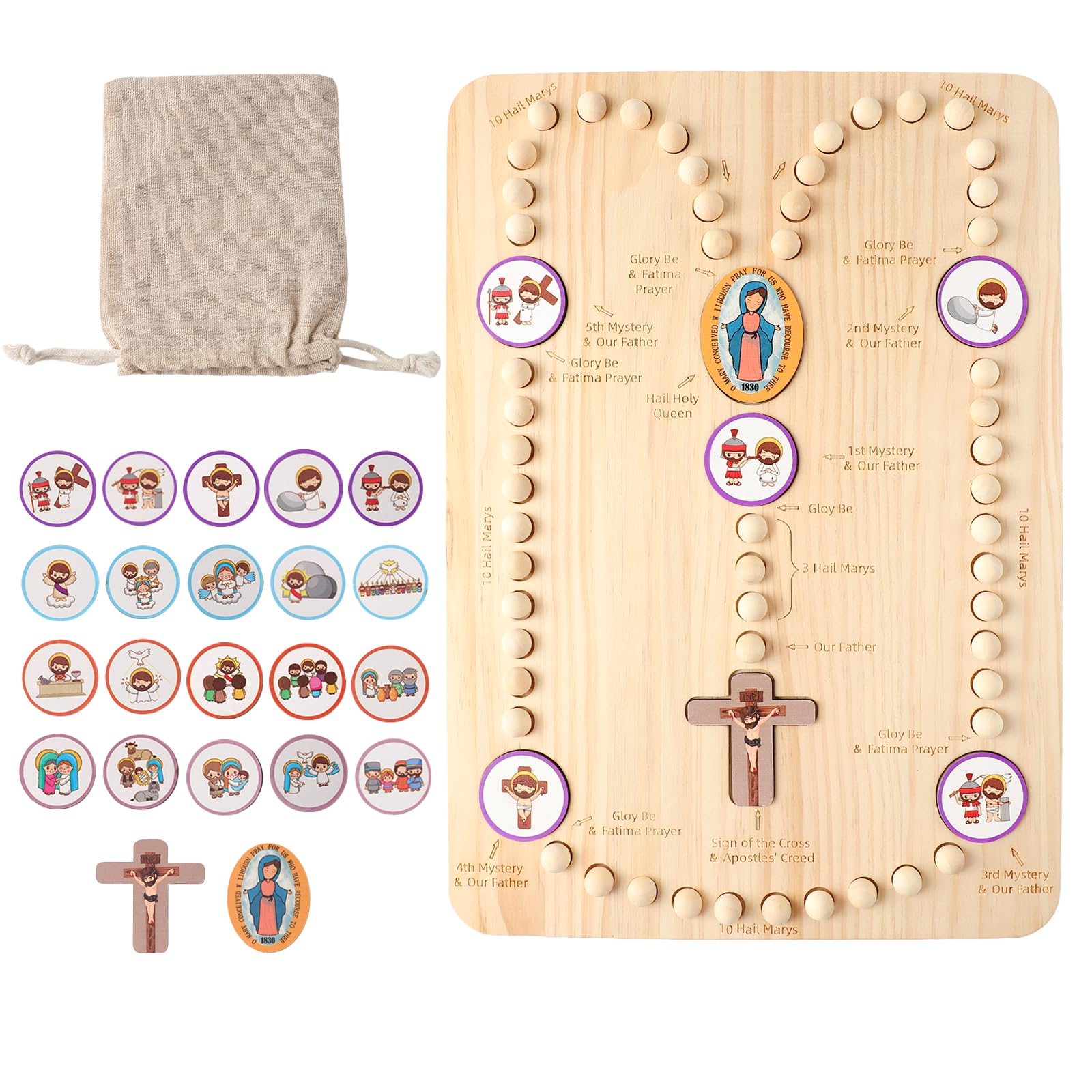 Tablero de rosario de madera