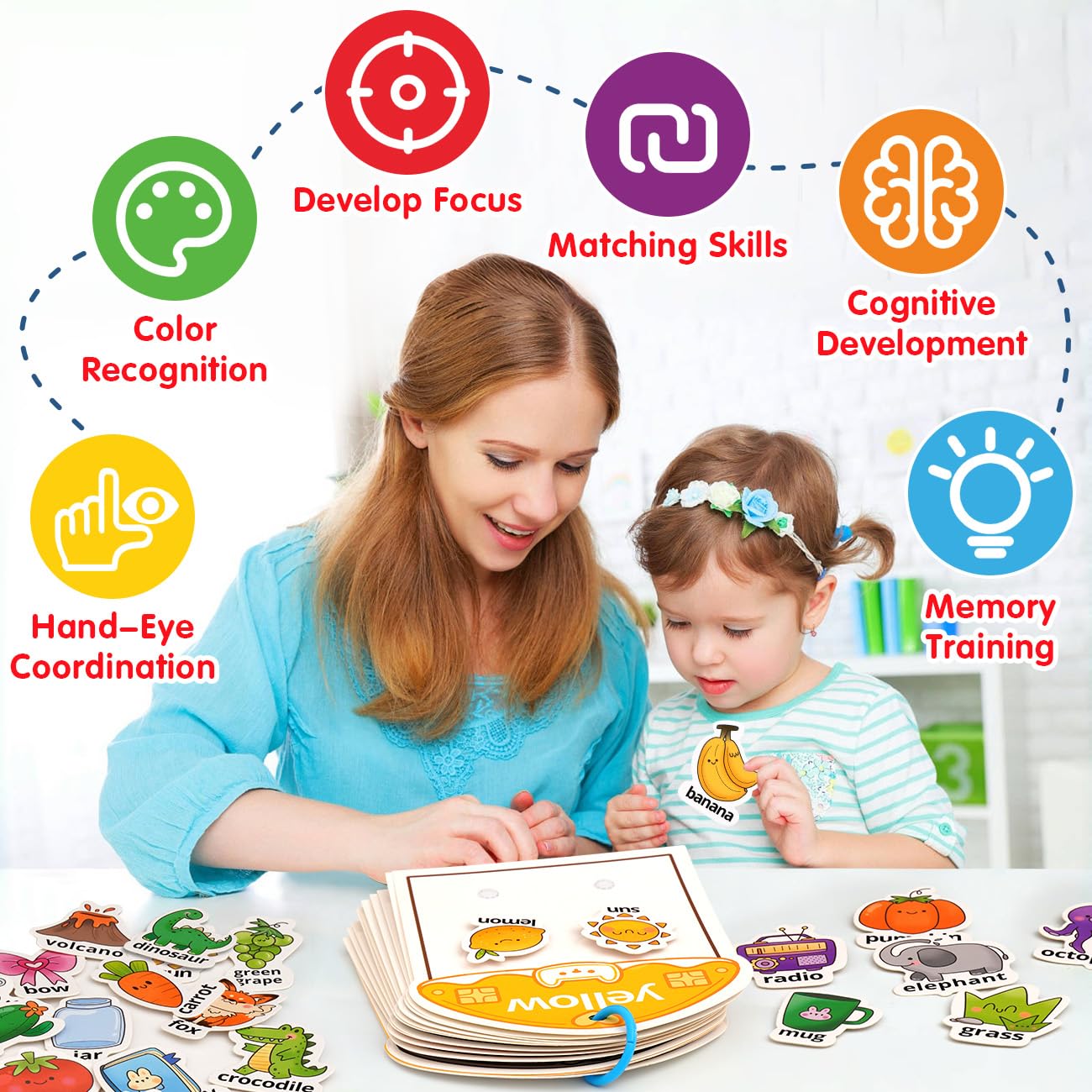 Montessori Busy Book - Juguetes de clasificación de colores para niños