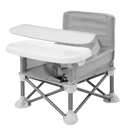 PandaEar Asiento elevador portátil para bebé, plegado compacto con correas de seguridad y bandeja de alimentación