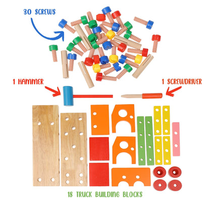 Juego de herramientas de madera para construir vehículos de Boxiki Kids