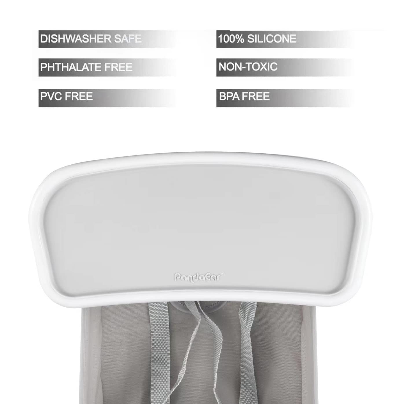 PandaEar Asiento elevador portátil para bebé, plegado compacto con correas de seguridad y bandeja de alimentación