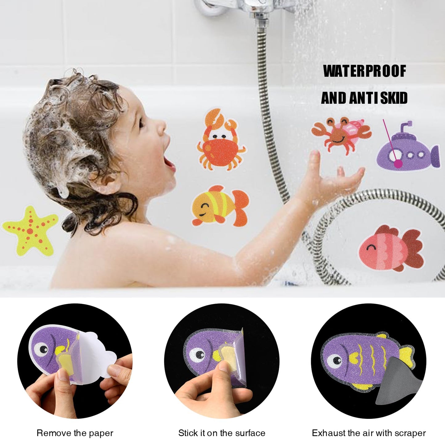 Calcomanías antideslizantes para bañera, 20 piezas de calcomanías antideslizantes