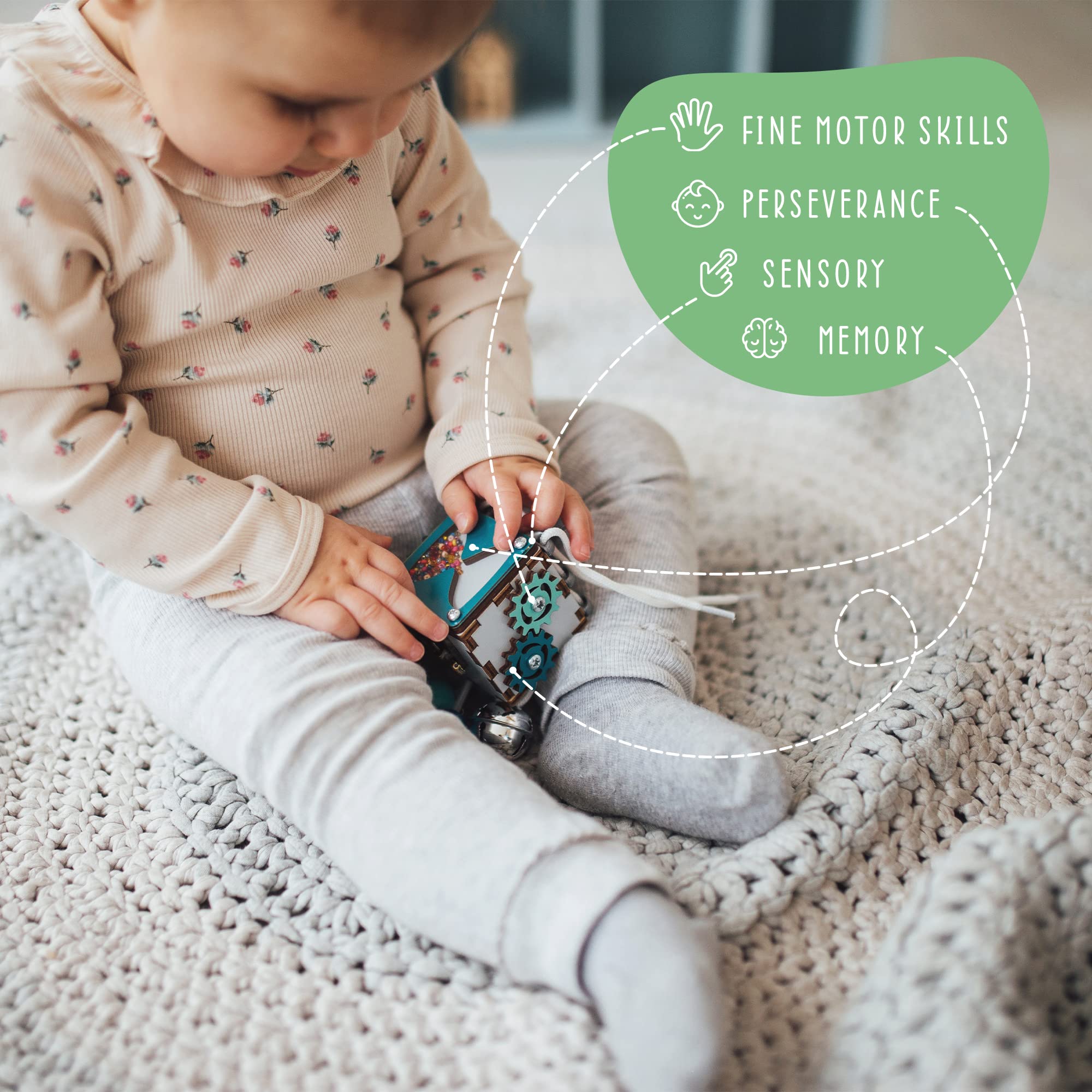 Joollurm Cubo De Actividades 8 En 1 Montessori Para Bebés – Juguete Sensorial De Viaje Con Espejo Y Discos Giratorios, Regalo Educativo Para Niños De 1 Año