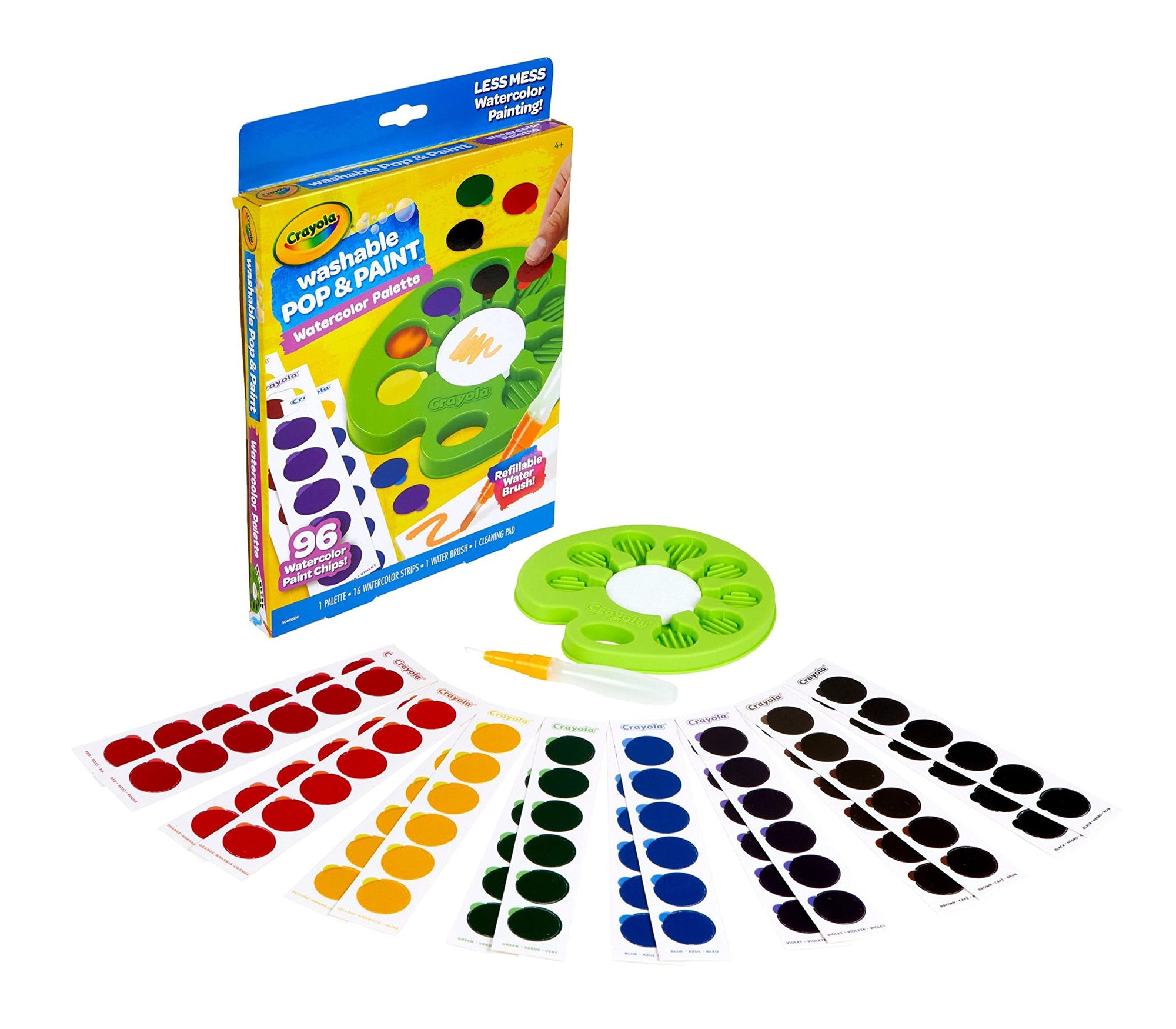 Crayola Juego de pintura de acuarela, paleta de pop y pintura, pinturas lavables para niños
