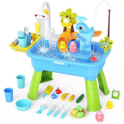 Mesa de agua con bomba, actividades sensoriales exteriores de verano