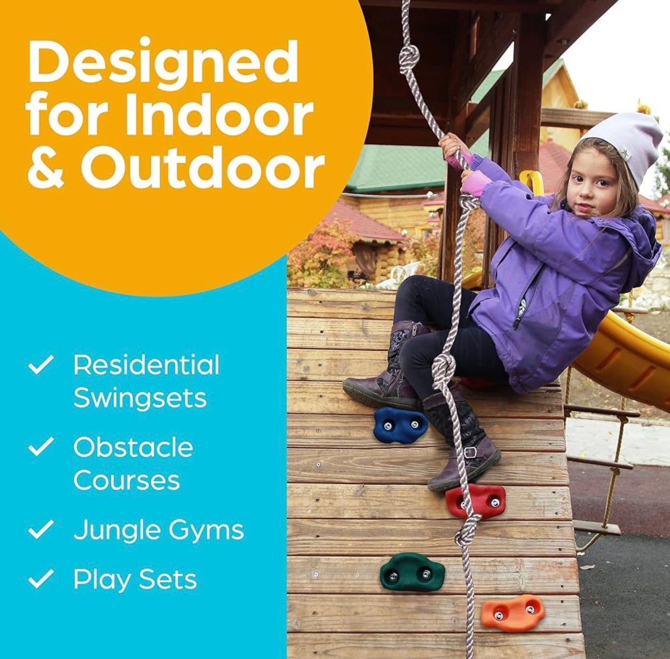 Presas de escalada Jungle Gym Kingdom para niños, 25 asas