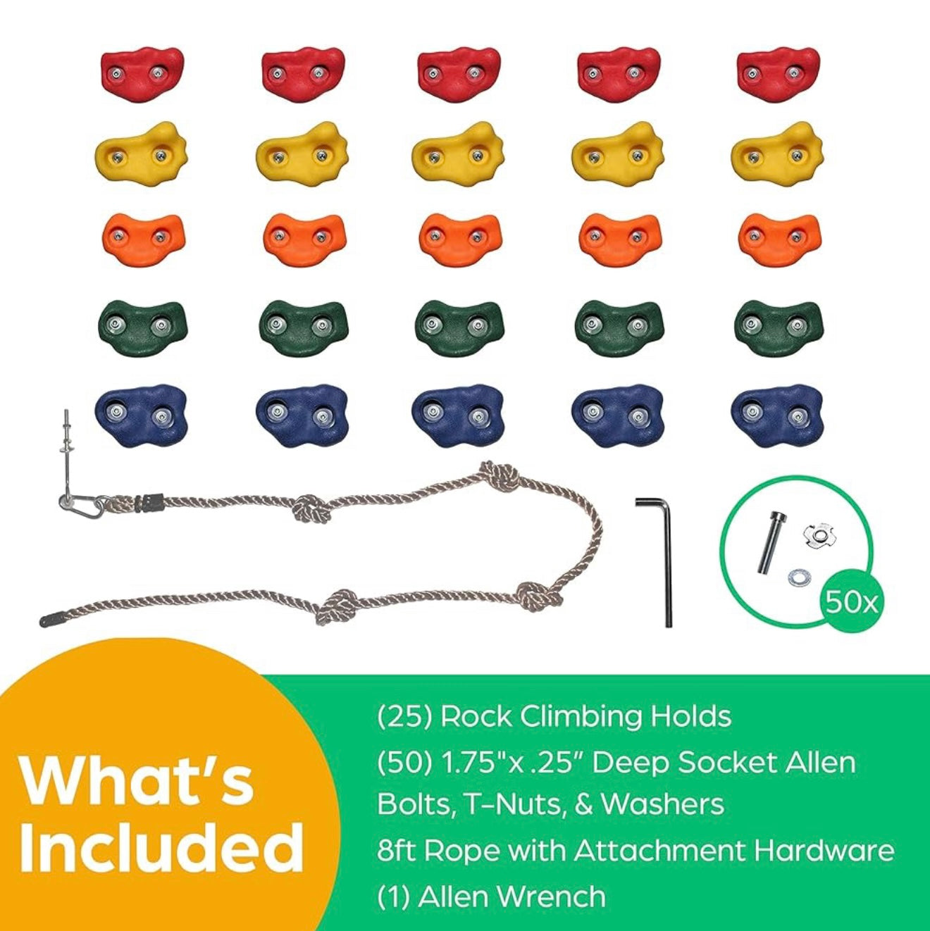 Presas de escalada Jungle Gym Kingdom para niños, 25 asas