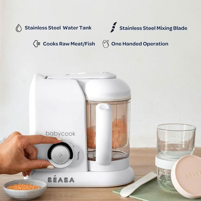 BEABA Babycook Solo - Máquina de alimentos para bebés 4 en 1, vaporizador de puré y licuadora para purés