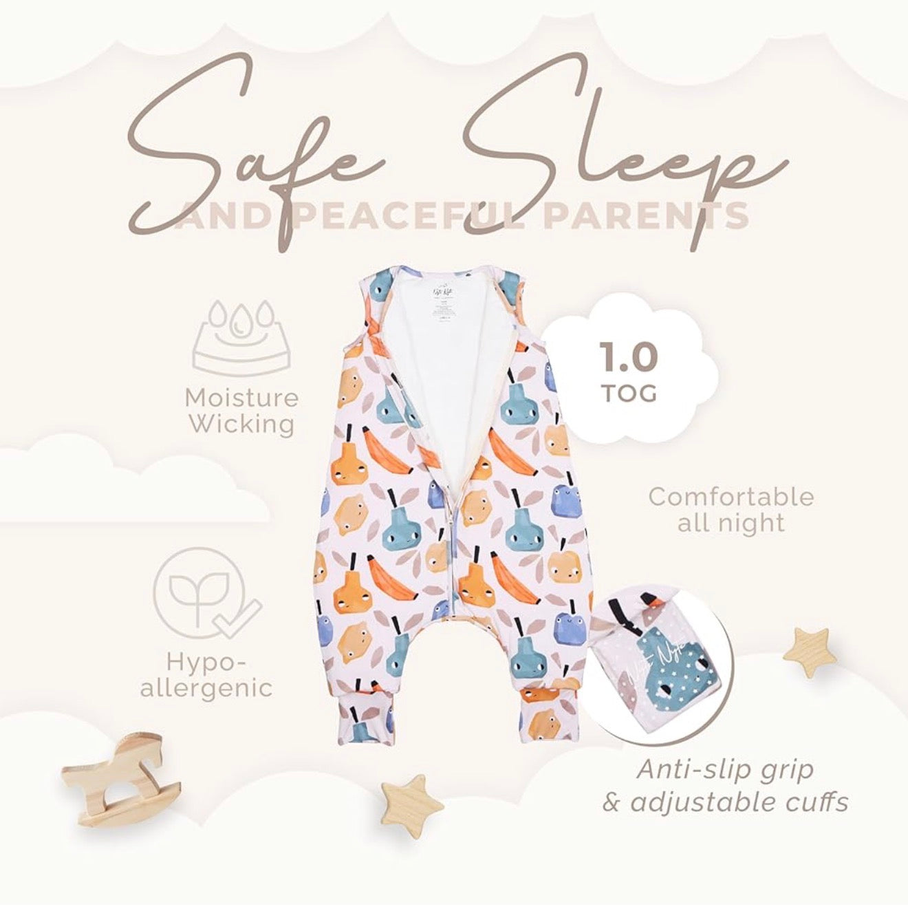 Nyte Nyte Baby - Saco de dormir suave sin mangas, 12-18 meses
