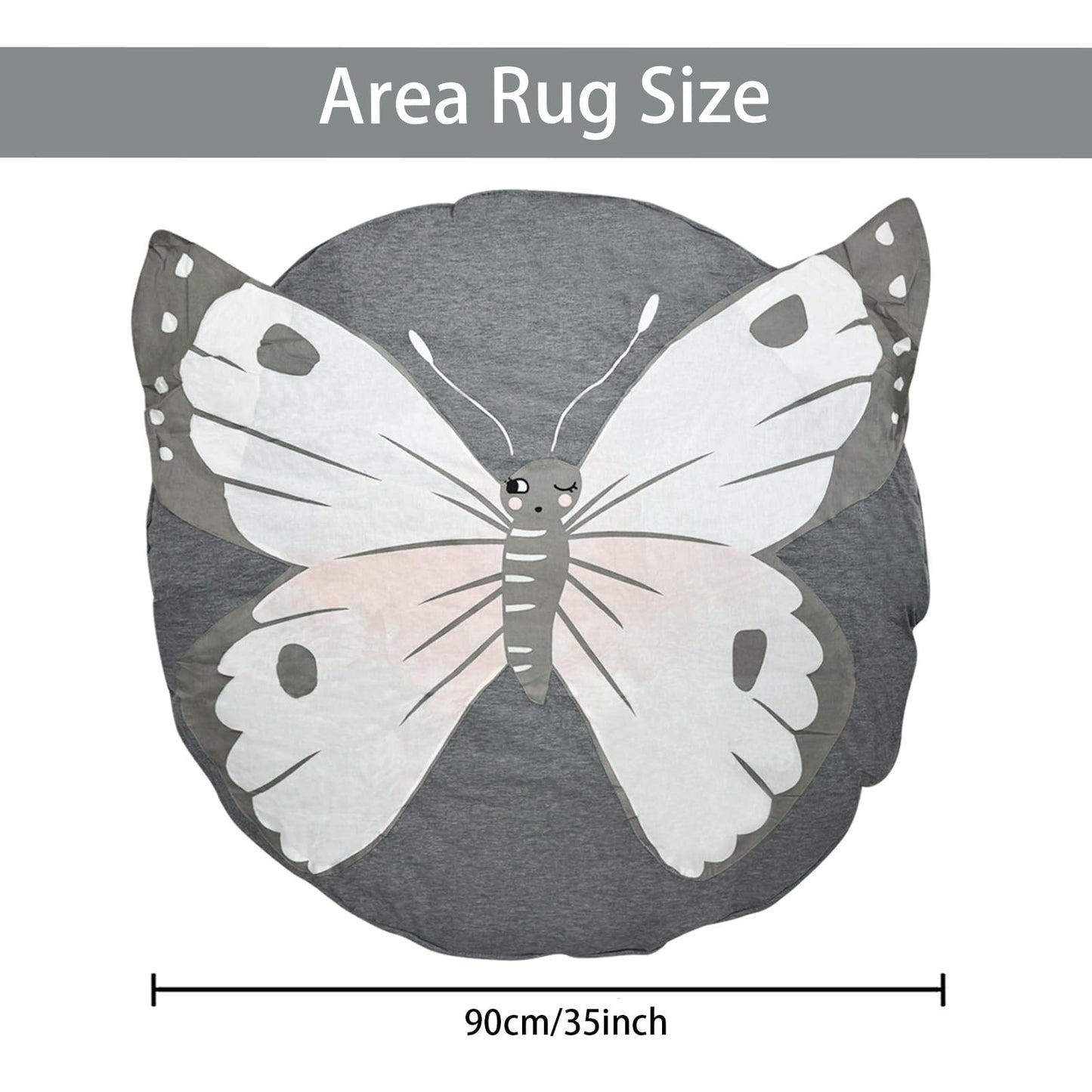 ABREEZE - Tapete de juego redondo con diseño de mariposa